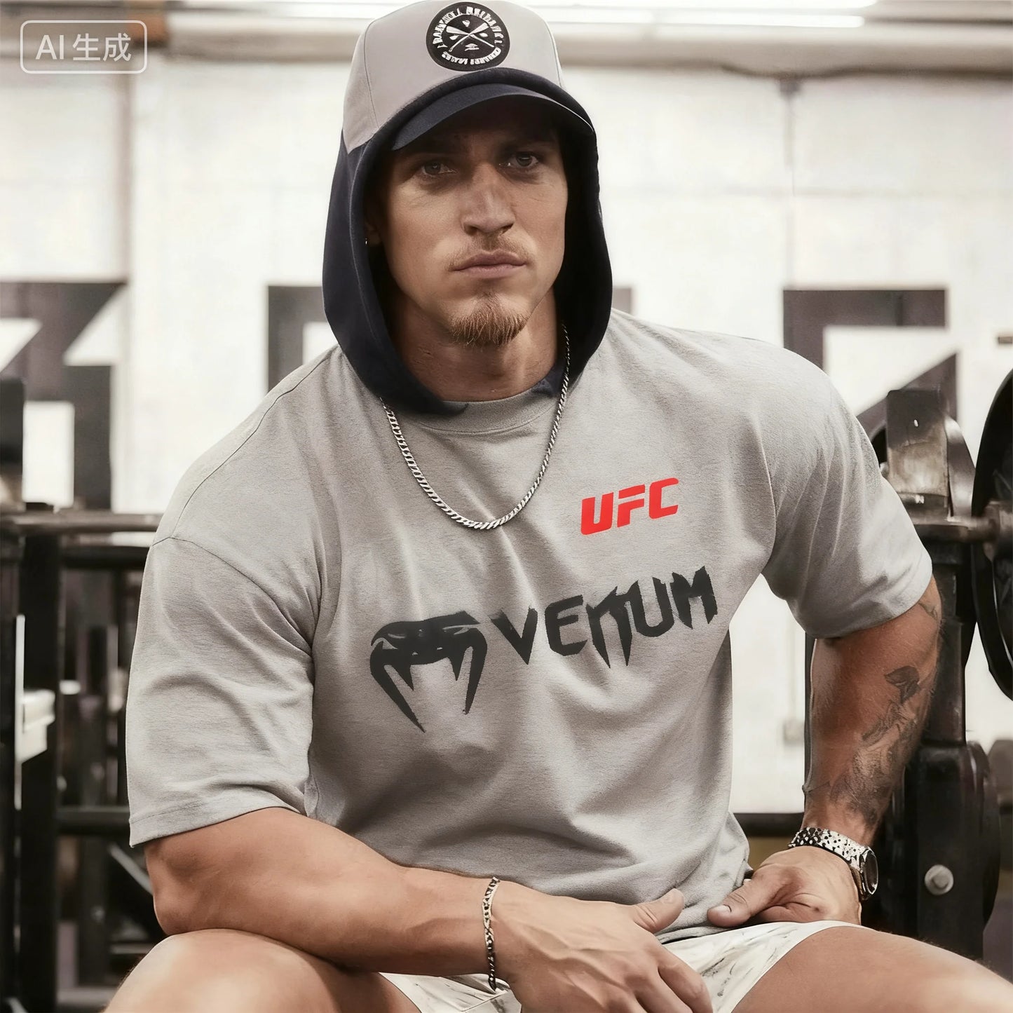 UFC Men's Boxing Training T-shirt, Boxing Fighting 3D Printed Breathable Quick Drying Clothing, Sports Fashion T-shirt