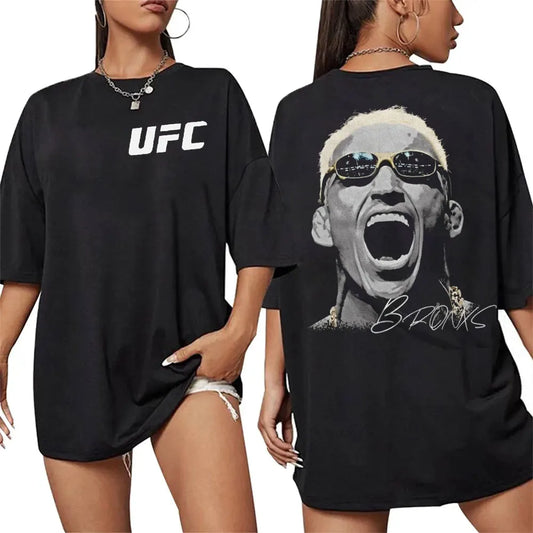 2026 Summer UFC Charles Oliveira Fighting Graphic T-shirt Women Sports Cotton Short Sleeve Loose Leisure Fitness Shirt Unisex