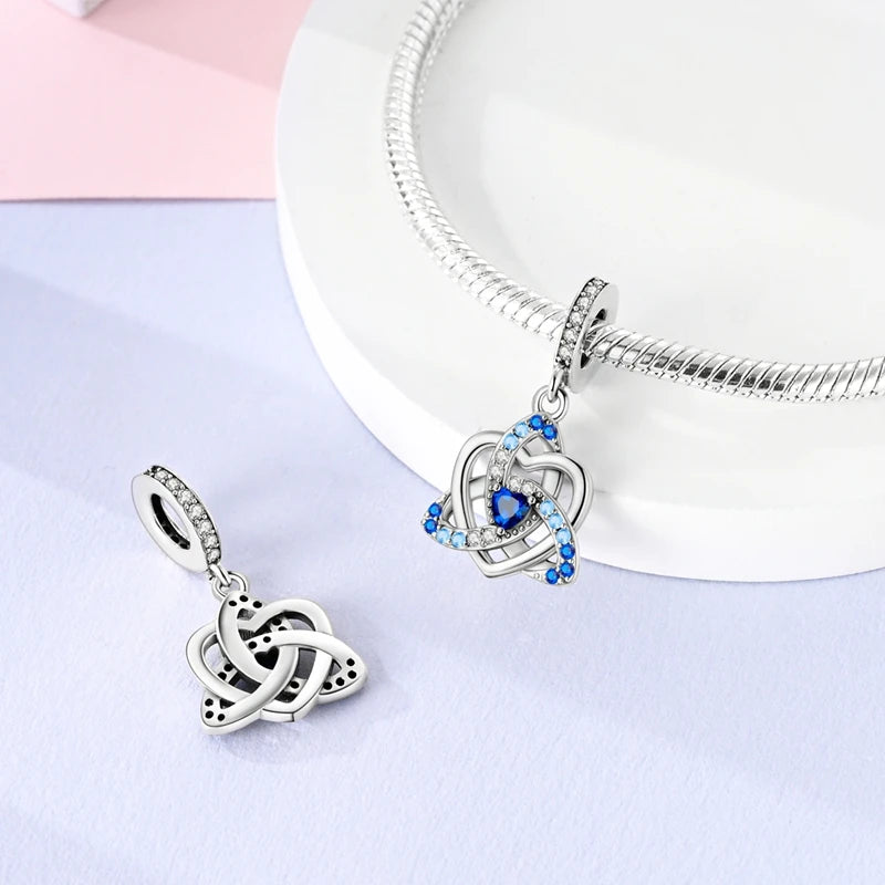 Original 925 Sterling Silver Charm Bead Heart Lovers Valentine's Day Charm Fit Charm Bracelet Pendant Women Jewelry Gift