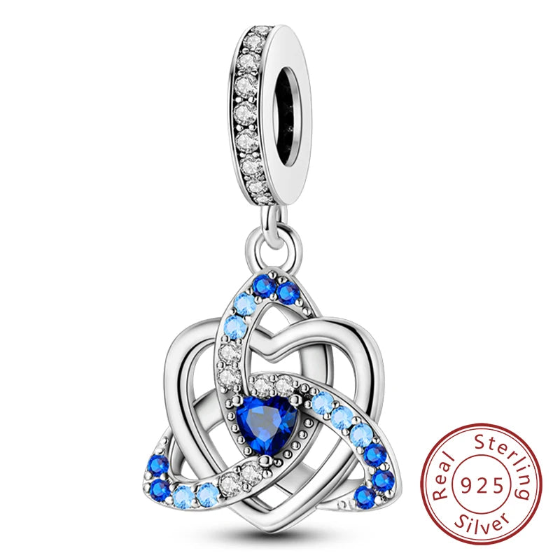 Original 925 Sterling Silver Charm Bead Heart Lovers Valentine's Day Charm Fit Charm Bracelet Pendant Women Jewelry Gift