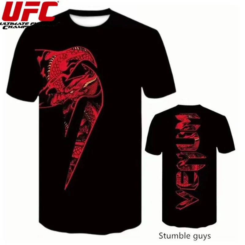 UFC Men's Fighting T-Shirt Breathable Sports Jersey MMA Quick Dry Athletic Teen Wear