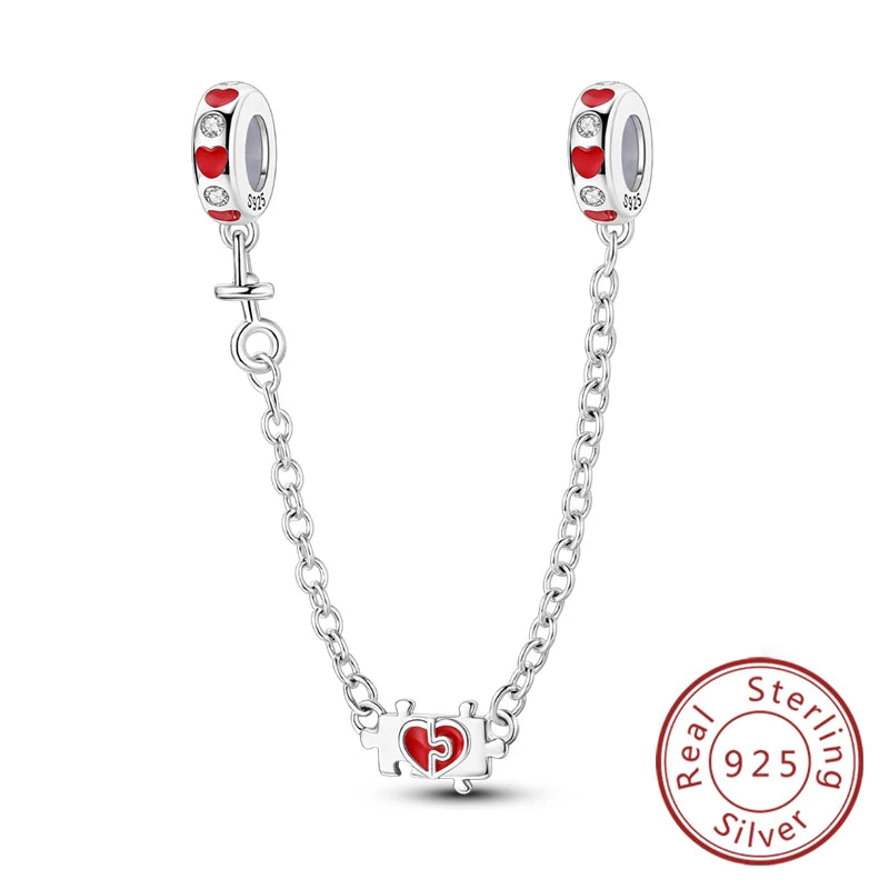 Original 925 Sterling Silver Charm Bead Heart Lovers Valentine's Day Charm Fit Charm Bracelet Pendant Women Jewelry Gift