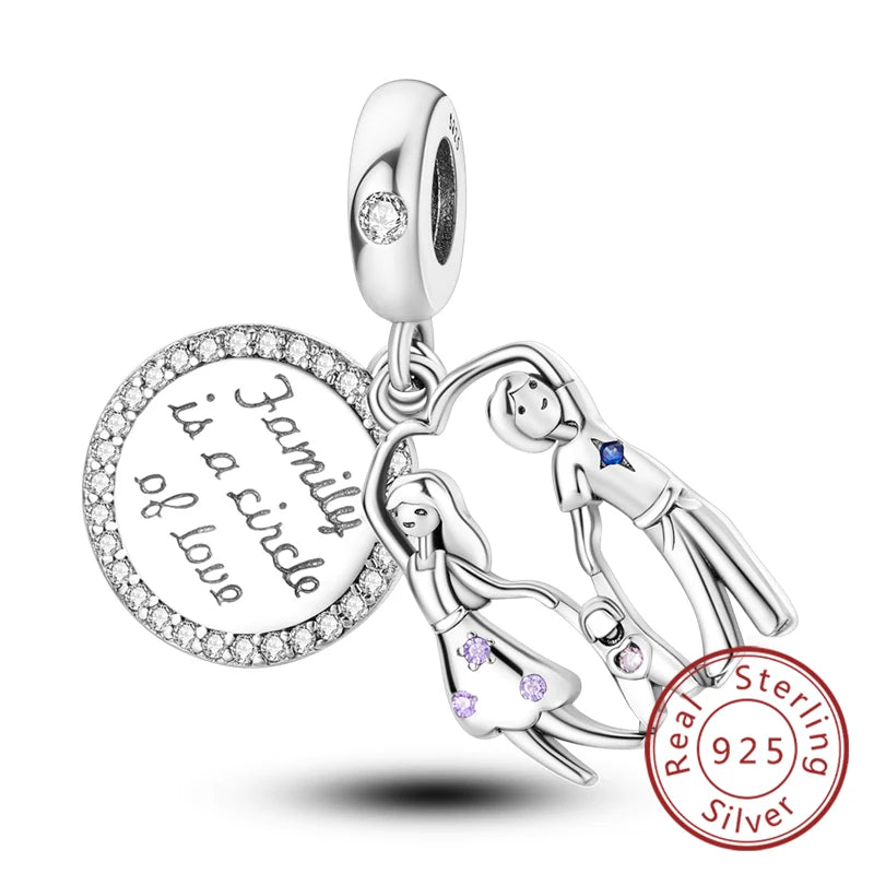 Original 925 Sterling Silver Charm Bead Heart Lovers Valentine's Day Charm Fit Charm Bracelet Pendant Women Jewelry Gift