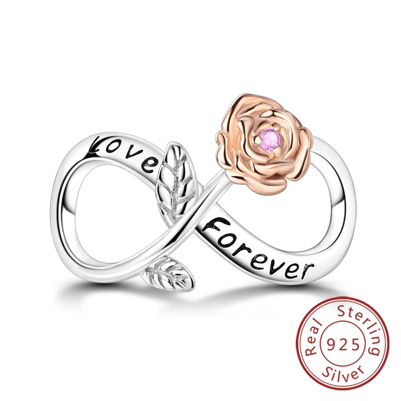 Original 925 Sterling Silver Charm Bead Heart Lovers Valentine's Day Charm Fit Charm Bracelet Pendant Women Jewelry Gift