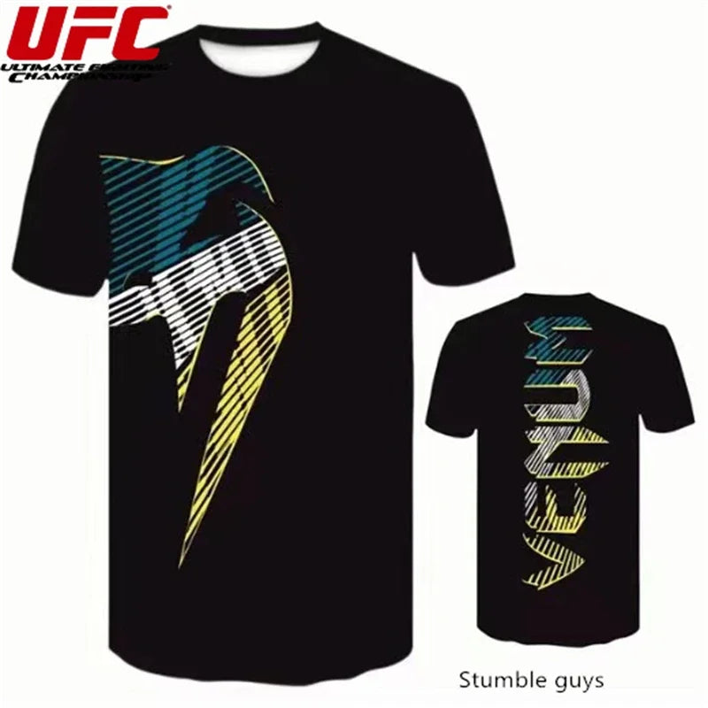 UFC Men's Fighting T-Shirt Breathable Sports Jersey MMA Quick Dry Athletic Teen Wear